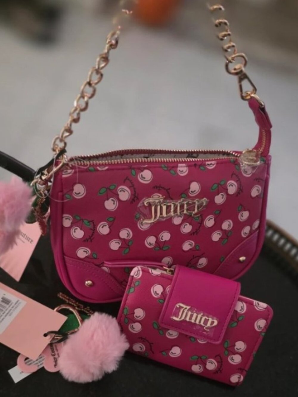 Juicy Couture Set cherry girl wristlet and mini wallet